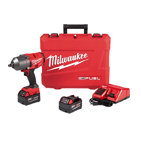 Milwaukee M18 FUEL 18V Lithium-Ion Brushless Cordless 1/2 in. Impact Wrench with Friction Ring Kit With Two 5.0 Ah Batteries 2767-22R