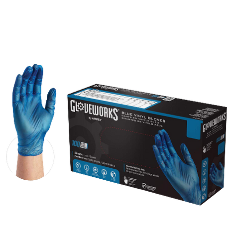 Gloveworks Blue Vinyl  Gloves - Box of 100